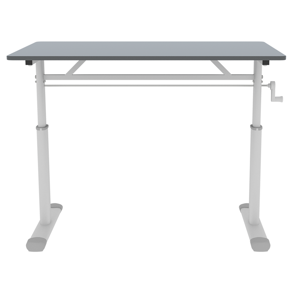 Adjustable Study Desk for Kids and Adults, Height-Adjustable Home Office Desk with White Frame and Gray Tabletop, 60cm x 100c