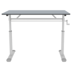 Adjustable Study Desk for Kids and Adults, Height-Adjustable Home Office Desk with White Frame and Gray Tabletop, 60cm x 100c