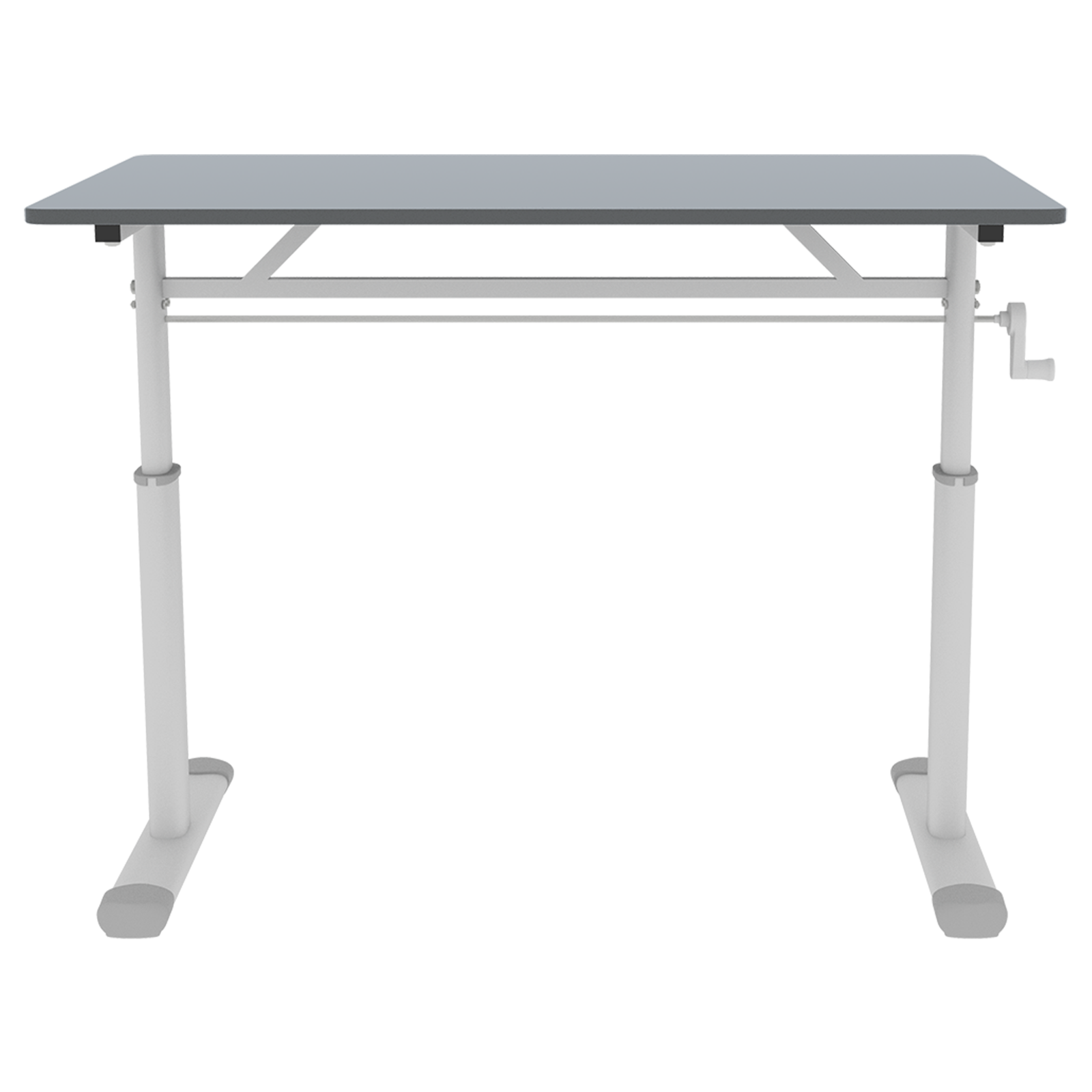 Adjustable Study Desk for Kids and Adults, Height-Adjustable Home Office Desk with White Frame and Gray Tabletop, 60cm x 100c