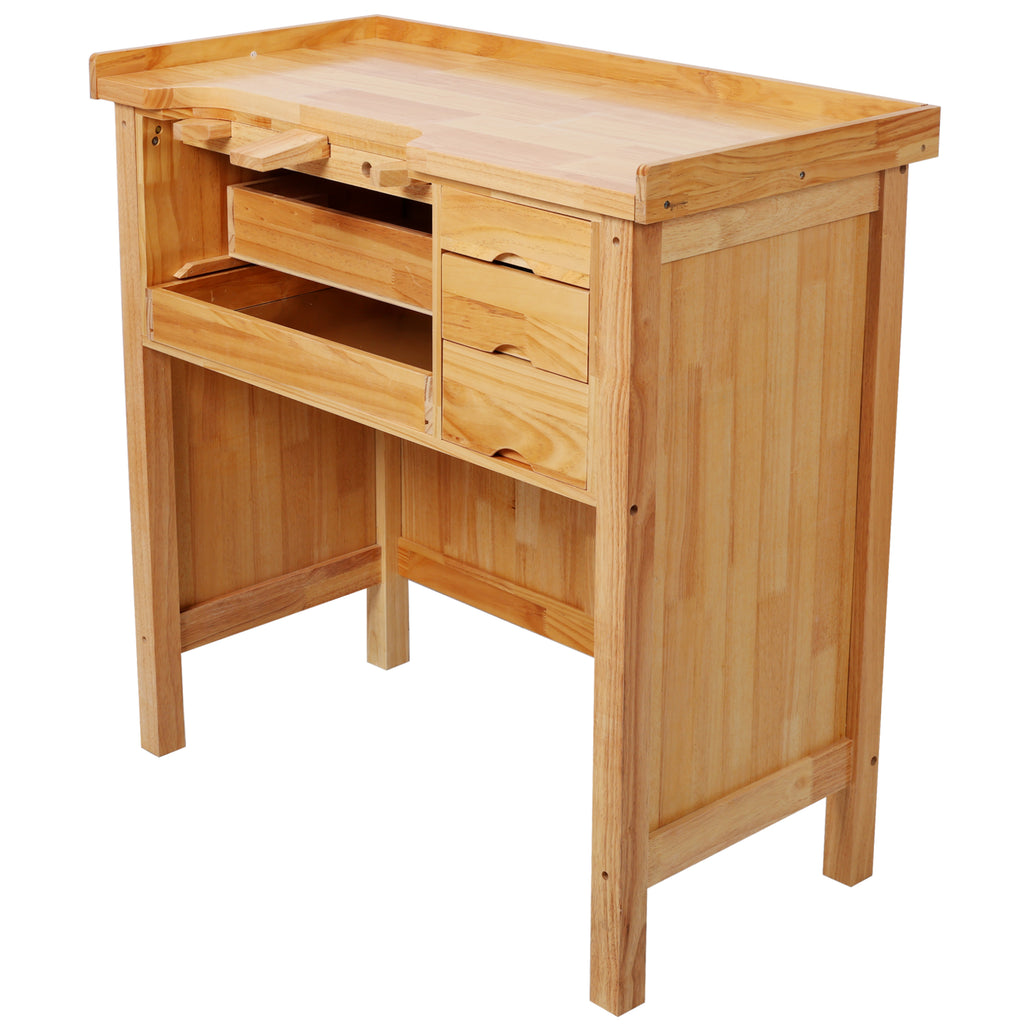 Solid Wood Jewelry Workbench - Wooden Craft Station with Practical Storage Drawers for Jewelry Making | Premium Home Decor - 