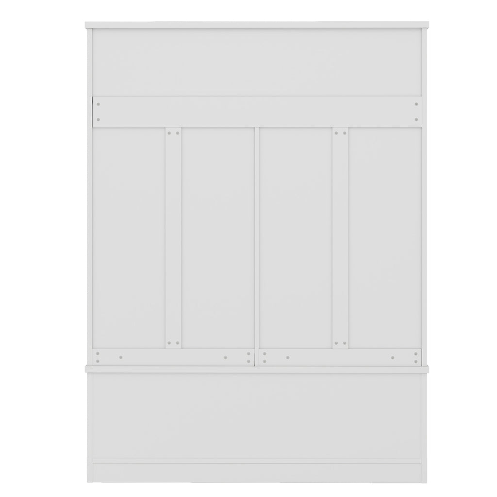 Modern Hallway Hall Tree with Metal Hooks and Storage Space, Multi-Functional Entryway Coat Rack with Shoe Cubbies, White - Grand Goldman Shop