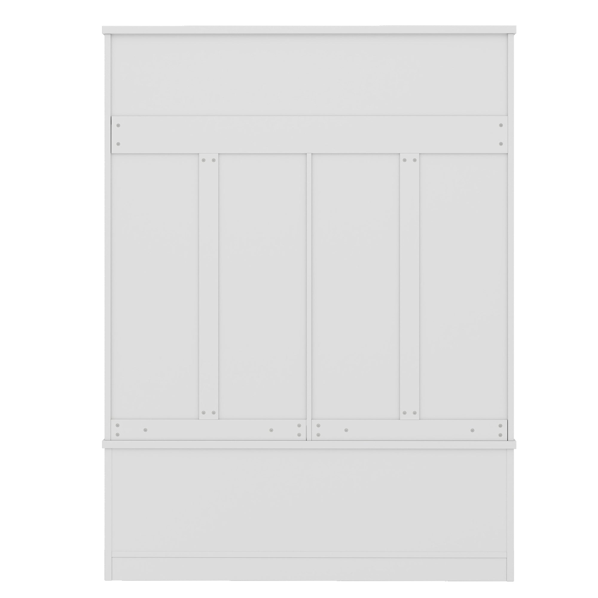 Modern Hallway Hall Tree with Metal Hooks and Storage Space, Multi-Functional Entryway Coat Rack with Shoe Cubbies, White - Grand Goldman Shop