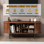 TV Stand, 47' Modern TV Console Table with Storage Compartment and Sliding Door, Gaming Entertainment Center with Cabinet for Living Room, Bedroom, Office (Walnut) - Grand Goldman Shop