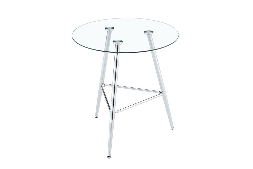 36 Inch Height Bar Table, 34 Inch Round Tempered Glass Top Pub Table with Chrome-Plated Silver Metal Legs, Modern Bistro Table for Kitchen Island/Bar/Cafe - Grand Goldman Shop