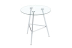 36 Inch Height Bar Table, 34 Inch Round Tempered Glass Top Pub Table with Chrome-Plated Silver Metal Legs, Modern Bistro Table for Kitchen Island/Bar/Cafe - Grand Goldman Shop