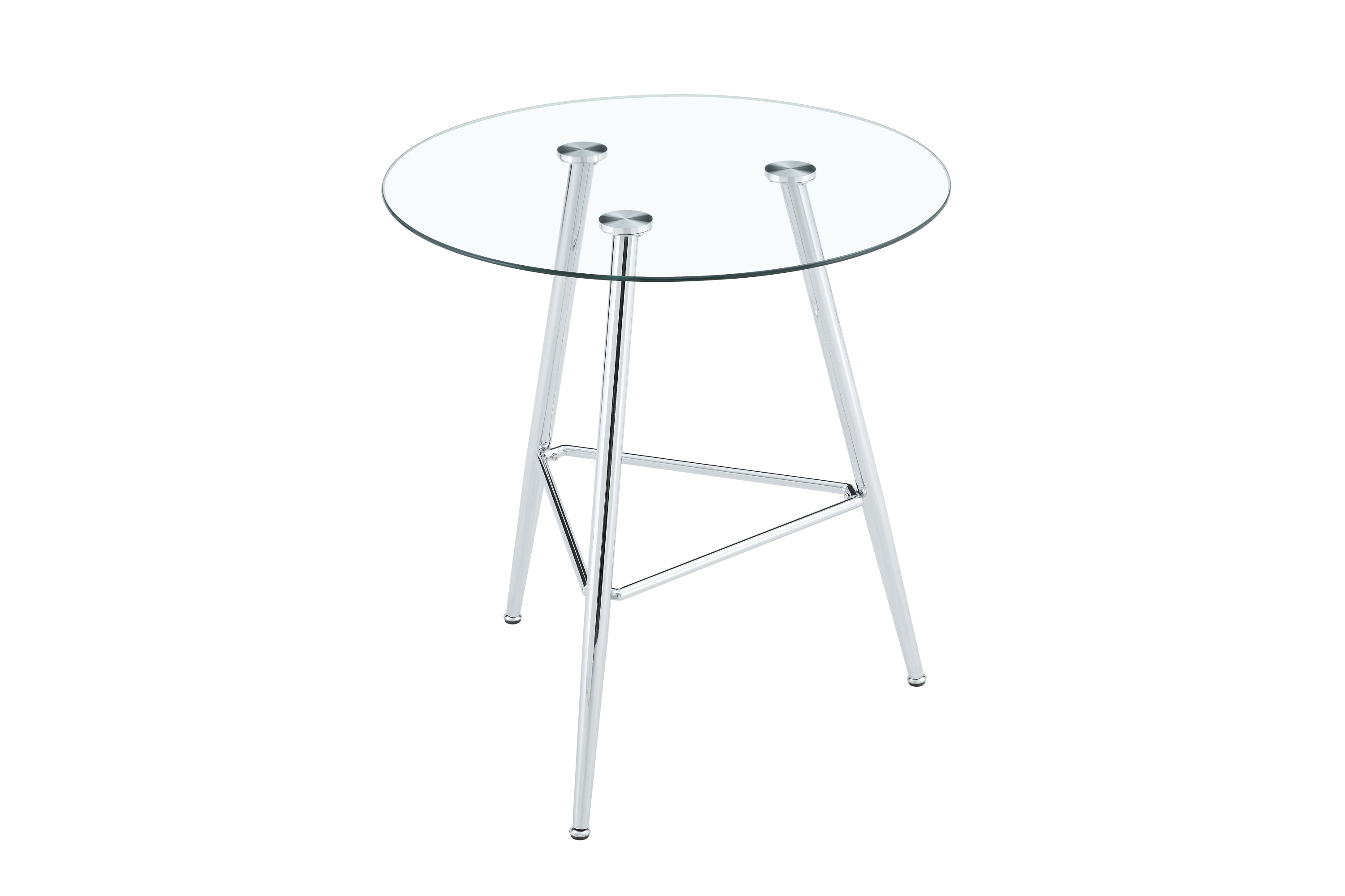 36 Inch Height Bar Table, 34 Inch Round Tempered Glass Top Pub Table with Chrome-Plated Silver Metal Legs, Modern Bistro Table for Kitchen Island/Bar/Cafe - Grand Goldman Shop