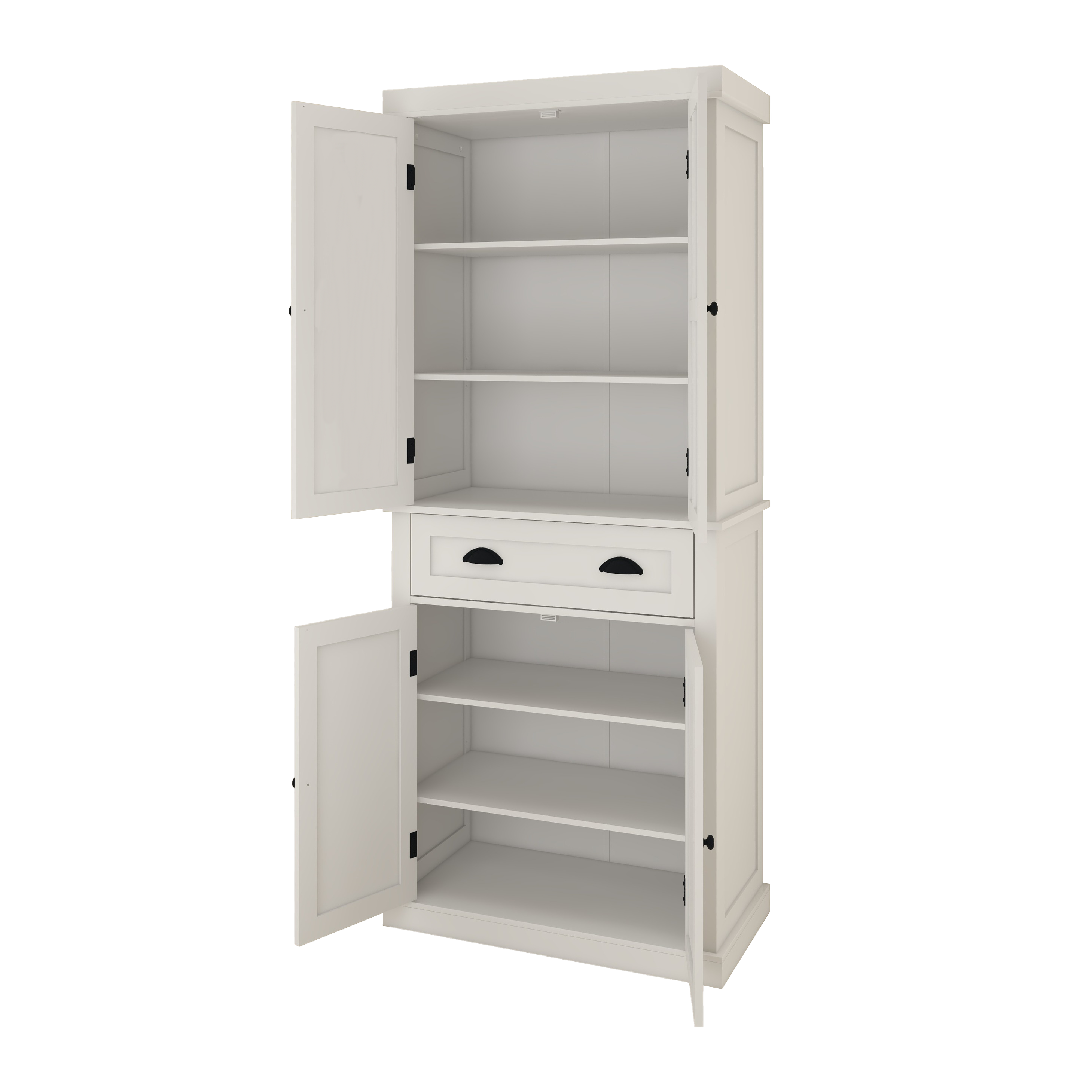 71' Kitchen Pantry Storage Cabinet , with 4 Doors, Drawer, 2 Adjustable Shelves, Freestanding Cupboard for Dining Room Living Room, Laundry-White - Grand Goldman Shop