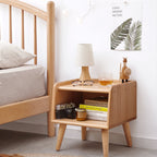 Pure Solid Wood Bedside Cabinet Modern Simple Nightstands European Beech Bedside Cabinet Nordic Bedroom Solid Beech Storage Cabinet 0.4m - Grand Goldman Shop