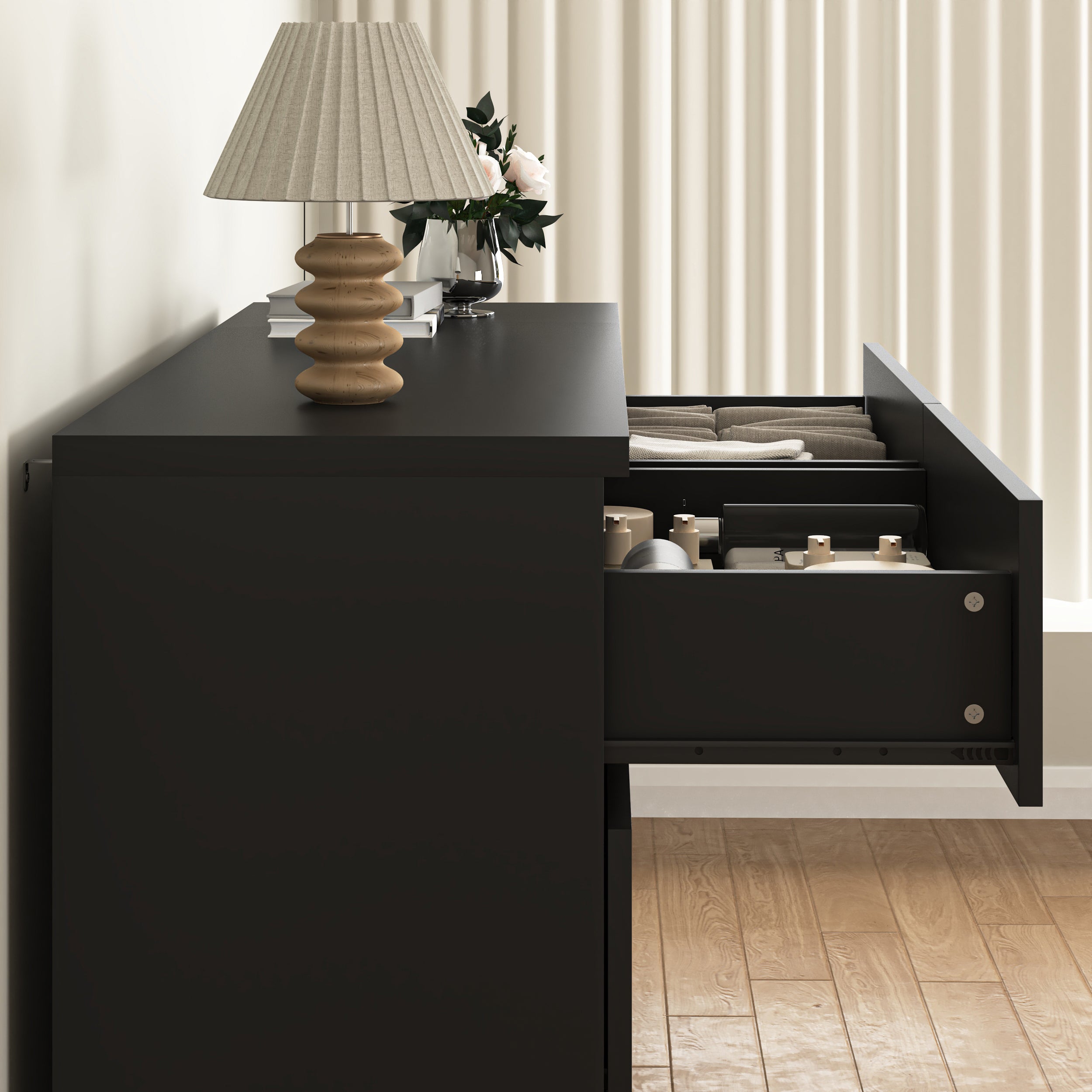6 Drawer Storage Cabinet ,Dresser, Wood Storage Tower Clothes Organizer, Wide Chest of 6 Drawers, Large Storage Space for Bedroom, Hallway, Entryway Living Room - Grand Goldman Shop
