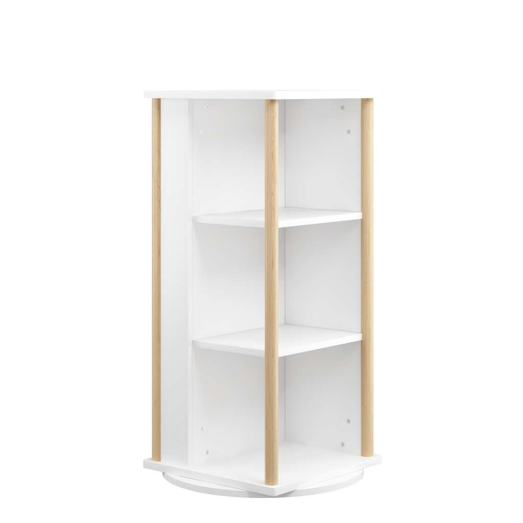Stylish 360° Rotating Kids Bookshelf with Chalkboard, 3-Tier Wood Floor Revolving Bookcase & Toy Storage Organizer, Picture B
