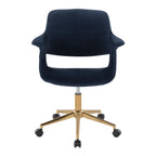 Mid-Century Modern Office Chair in Gold Metal and Blue Velvet | Premium Home Decor - Grand Goldman