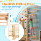All-in-One 10-in-1 Indoor Climbing Set - Featuring a Rock Climbing Wall, Wooden Swings, Gymnastic Rings, Rope Ladders, and St