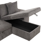 104.5' Modern L-Shape 3 Seat Reversible Sectional Couch, Pull Out Sleeper Sofa with Storage Chaise and 2 Stools for Living Room Furniture Set,Knox Charcoal (old sku:SG000431AAA) - Grand Goldman Shop
