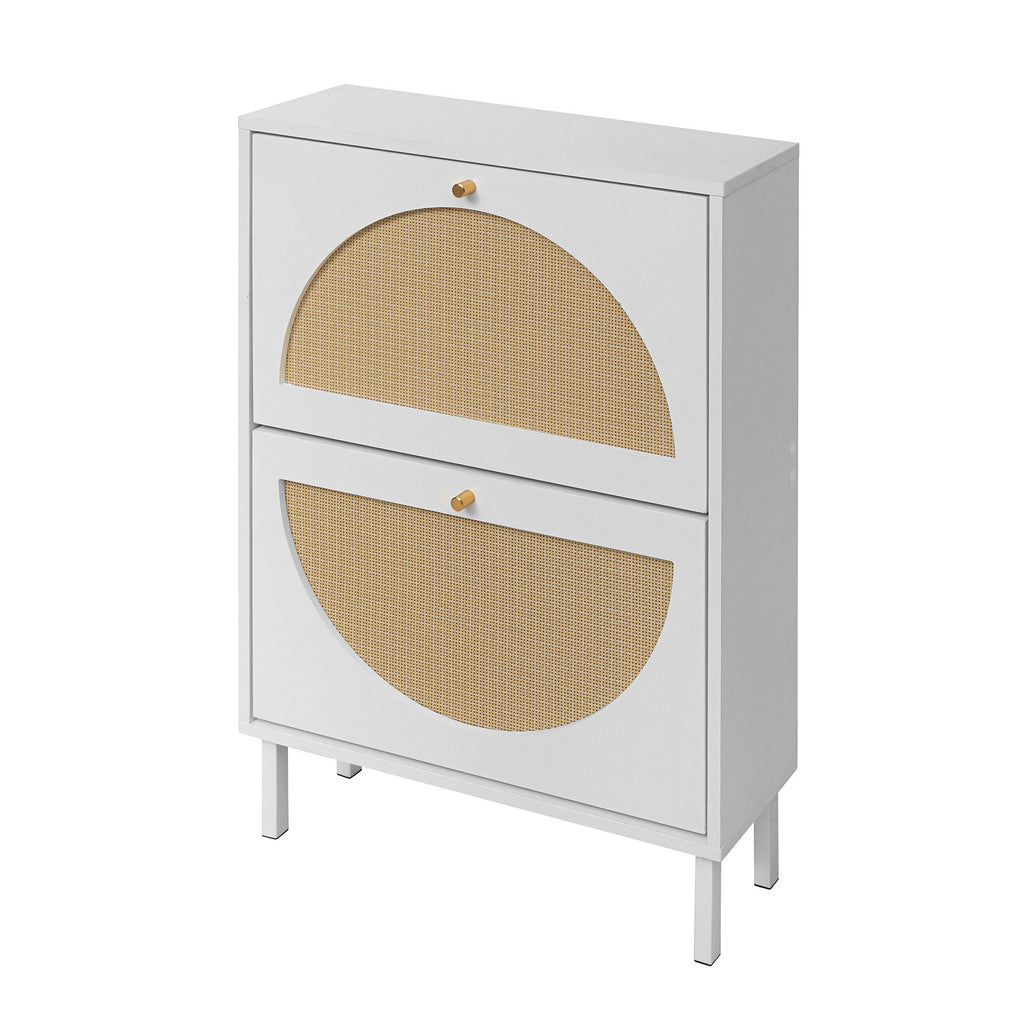 2 Door Shoe Rack, Rattan, Double Layer, Suitable for Living Room, Hallway - Grand Goldman Shop