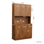 70.87' Tall Wardrobe& Kitchen Cabinet, with 6-Doors, 1-Open Shelves and 1-Drawer for bedroom,Walnut - Grand Goldman Shop