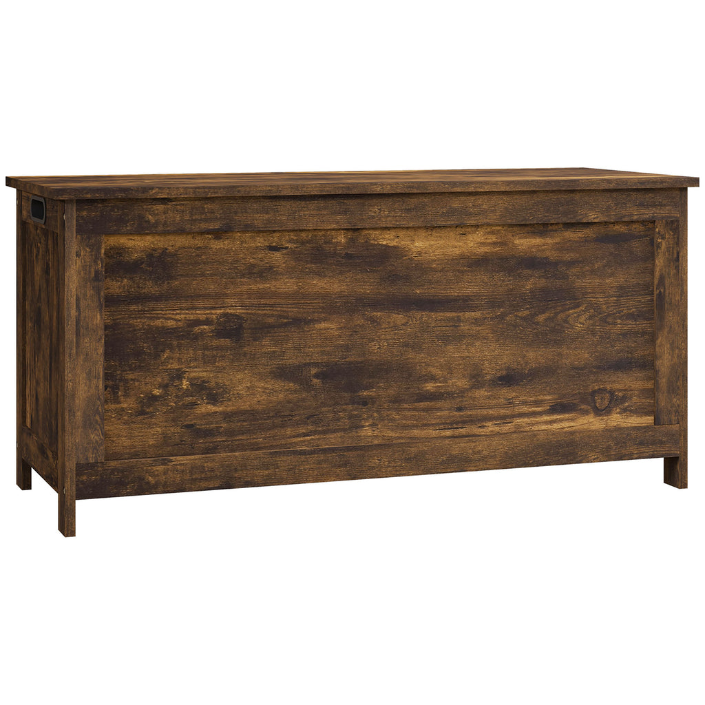 HOMCOM 39.4' Storage Chest w/ 2 Safety Hinges, Wooden Box, Rustic Brown - Grand Goldman Shop