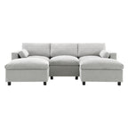 [VIDEO]86.5'' Chenille Modular Sectional Sofa with Storage Pockets, 5 Seat U Shaped Couch Set with Pillows,Free Combination,Modern Cloud Sofa with 2 Movable Ottoman for Living Room,Apartment,3 Colors - Grand Goldman Shop