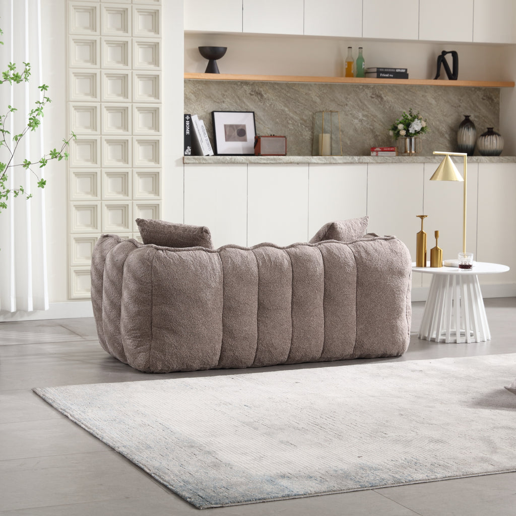 Cozy Beanbag Chair with High Resilience Foam Core for Two  -Brown Chenille, 66x35x25 inches - Grand Goldman Shop