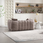 Cozy Beanbag Chair with High Resilience Foam Core for Two  -Brown Chenille, 66x35x25 inches - Grand Goldman Shop