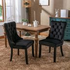 Nikki Collection Modern, High-end Tufted Solid Wood Contemporary Velvet Upholstered Dining Chair with Wood Legs Nailhead Trim 2-Pcs Set, Black, SW2001BK - Grand Goldman Shop