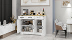 Farmhouse Buffet Cabinet Storage Sideboard with 3 Drawers and 3 Doors for Dining Living Room Kitchen Cupboard-White - Grand Goldman Shop
