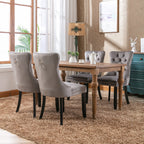 Nikki Collection Modern, High-end Tufted Solid Wood Contemporary Velvet Upholstered Dining Chair with Wood Legs Nailhead Trim 2-Pcs Set,Gray, SW2001GY - Grand Goldman Shop