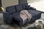 Right-facing sectional sofa with footrest, convertible corner sofa with armrest storage, living room and apartment sectional sofa, right chaise longue and  dark  grey - Grand Goldman Shop