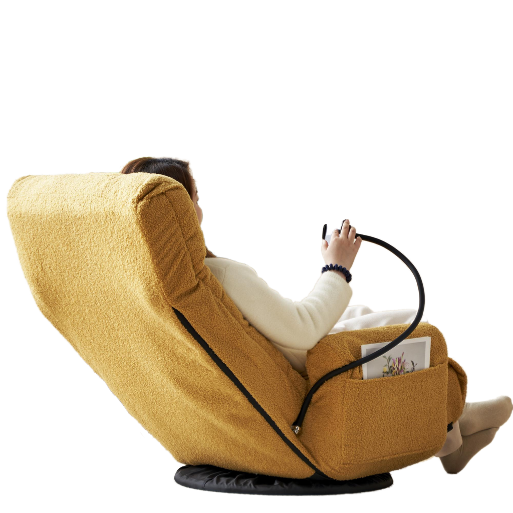 Adjustable Yellow Swivel Lounge Chair with 360-Degree Rotating Seat and Headrest Support, Leisure Chair Deck Chair - Game Chair for Living Room - Grand Goldman Shop