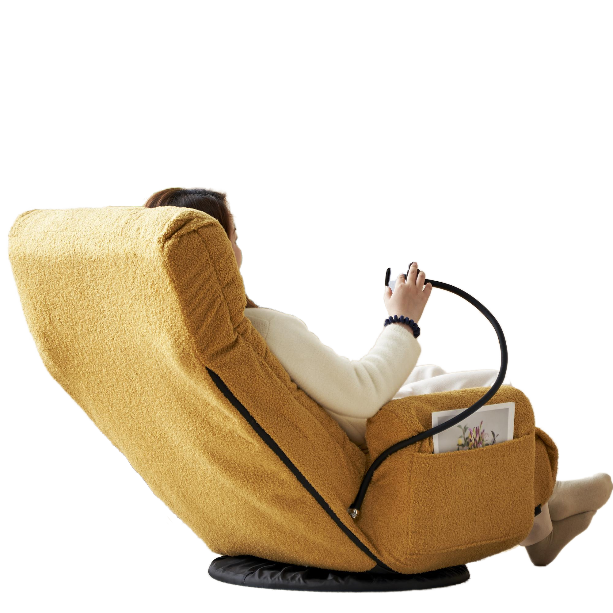 Adjustable Yellow Swivel Lounge Chair with 360-Degree Rotating Seat and Headrest Support, Leisure Chair Deck Chair - Game Chair for Living Room - Grand Goldman Shop