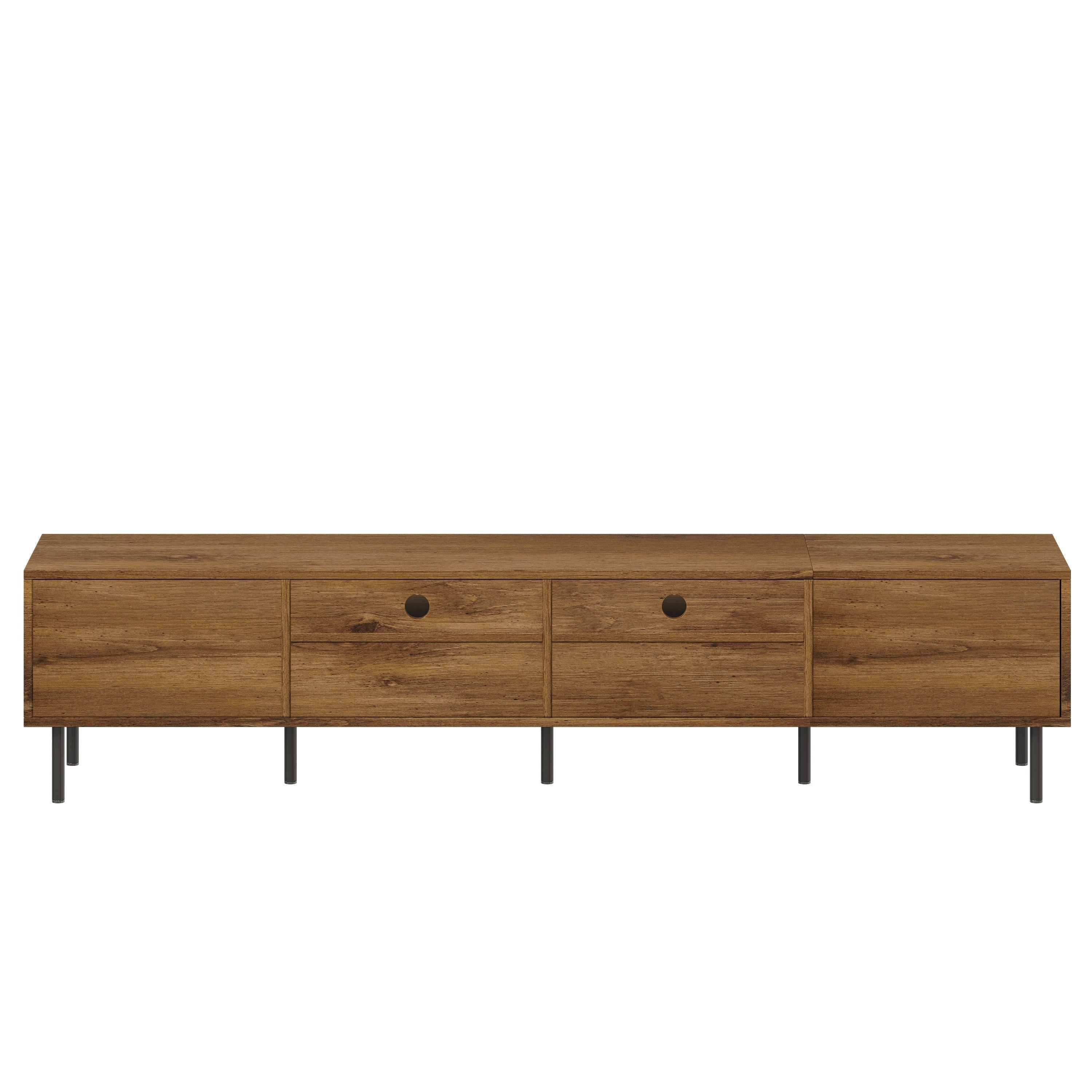 Mid Century TV Stand with 2 Drawers, Media Console Table for TVs up to 85'', Natural Finish Storage Cabinet with Cable Management, 78.7'' x 15.7'' x 17.7'' - Grand Goldman Shop
