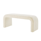 Set of 3 U-Shaped Modern Bench Teddy  Ottoman Bench for Entryway, Bedroom End of Bed, Set of 3 Small Sofa Footrest Extra Seating for Living Room, 44+18 Inch Bench Bench & Ottoman- Cream - Grand Goldman Shop