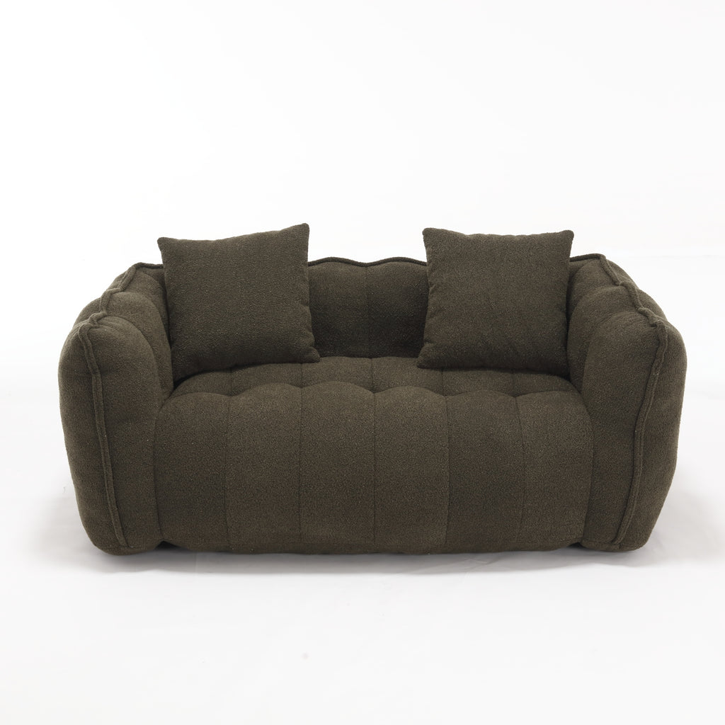 Cozy Beanbag Chair with High Resilience Foam Core for Two - Olive Green Chenille, 66x35x25 inches - Grand Goldman Shop