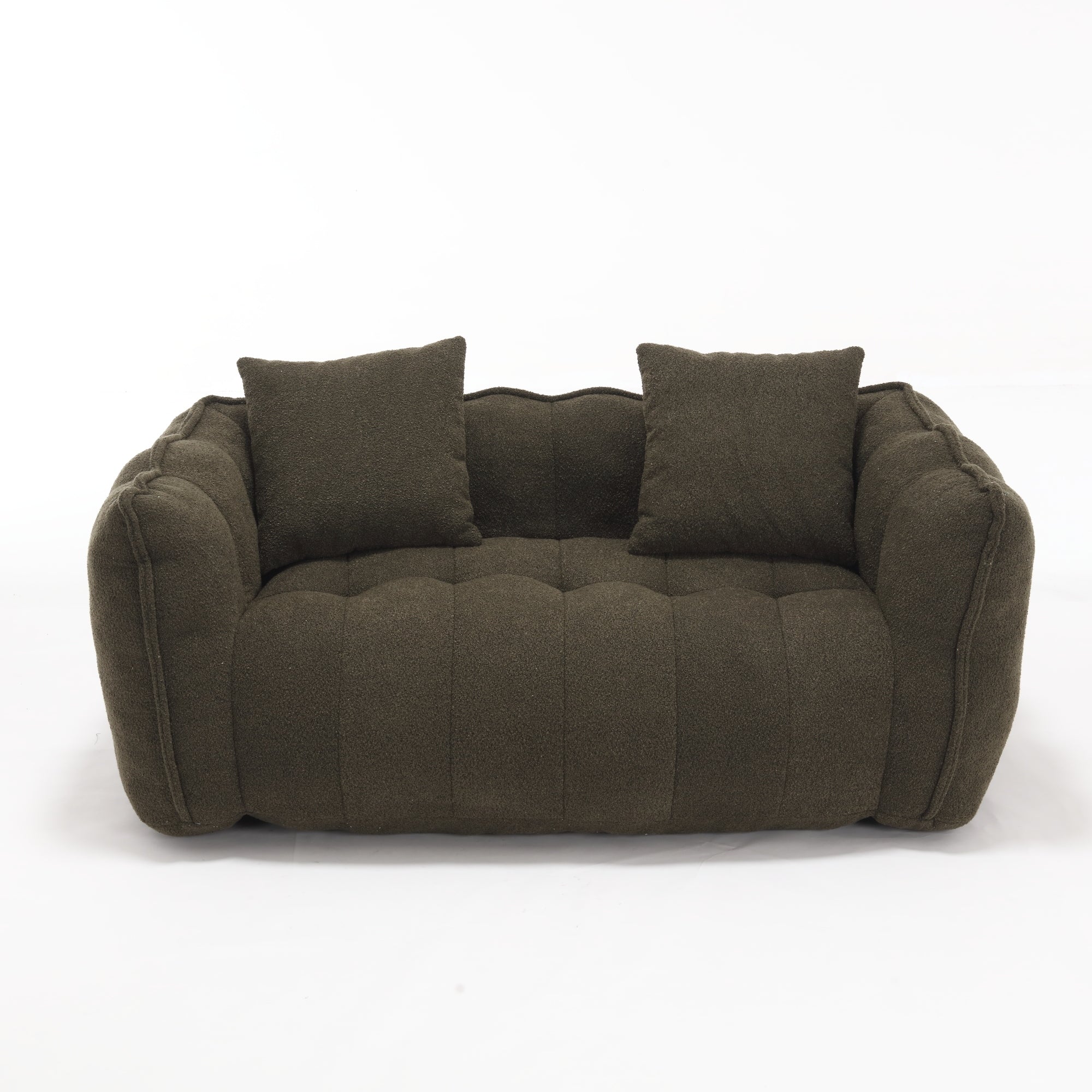 Cozy Beanbag Chair with High Resilience Foam Core for Two - Olive Green Chenille, 66x35x25 inches - Grand Goldman Shop