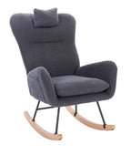 Teddy Upholstered Nursery Rocking Chair for Living Room Bedroom(DARK GREY Teddy) - Grand Goldman Shop