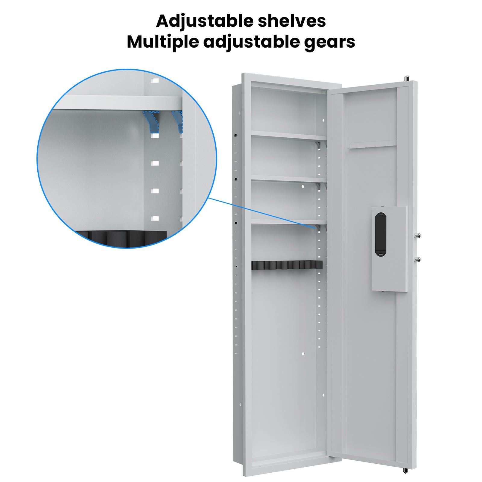 53' Passwod Touch Panel In-Wall Safe,Hidden Wall Gun Safe for Rifles with Adjustable Shelves,Assembled Storage Multifunctiona