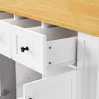 K&K 53inch Large Kitchen Island with Drop Leaf,Power Outlet,Door Internal Storage Rack,Rolling Kitchen Cart on 5 Wheels with 5 Open Side Racks for Kitchen,White (Two Packages)(Stools not included) - Grand Goldman Shop