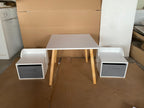 Kids Table and 2 Chair Set with Storage Bins, 3-Piece Toddler Activity Play Table for Arts & Crafts, Reading, Drawing, Wooden