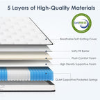 Queen Size Mattress,12 Inch Hybrid Mattress, Individually Pocketed Innerspring, Medium Firm - Grand Goldman Shop
