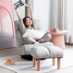 Japanese-Style  Gray with Metal Frame Adjustable Reclining Floor Chair – Tatami Lazy Sofa for Balcony or Bedroom - Grand Goldman Shop
