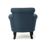 Elegant Navy Blue Fabric Club Chair with Nailhead Trim and Birch Wood Legs - Grand Goldman Shop