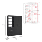 Kenya 2 Piece Bedroom Set, Armoire + Nightstand, Black - Grand Goldman Shop