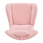 Rocking Chair Nursery, Teddy Upholstered Rocker Glider Chair with High Backrest, Adjustable Headrest & Pocket, Comfy Glider Chair for Nursery, Bedroom, Living Room, Offices, Rubber wood, pink - Grand Goldman Shop