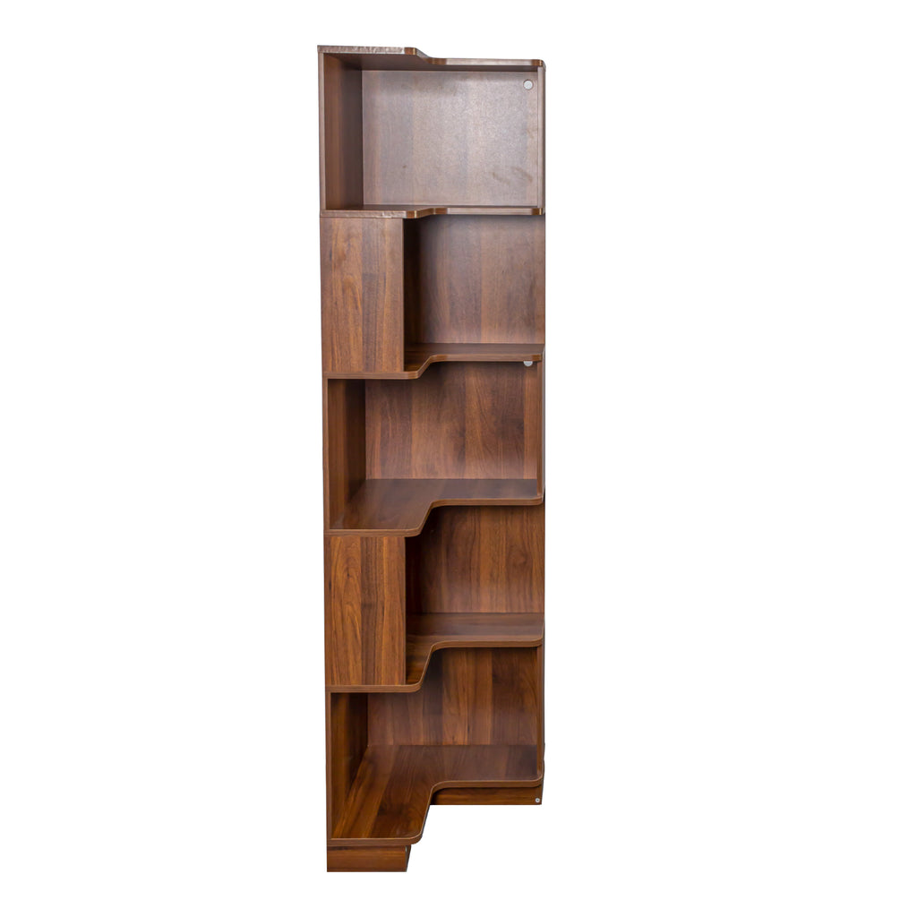 Corner Book Shelf - 5 Tier Corner Bookshelf  Bookcase with Baffle, Freestanding L Shaped Display Shelf Stand with led lights for Home Office, Living Room, Bedroom, Kitchen - Grand Goldman Shop