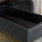 Black Chaise Lounge Indoor, Velvet Lounge Chair for Bedroom with Storage & Pillow, Modern Upholstered Rolled Arm Chase Lounge for Sleeping with Nailhead Trim for Living Room Bedroom Office - Grand Goldman Shop