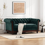 VIVALUX Chesterfield Velvet Loveseat Sofa 2-Person Rolled Arm Upholstered Couch Forest Green 59.44' - Grand Goldman Shop