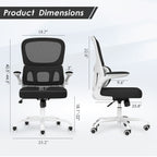 Soohow Office Chair, Mesh Ergonomic Office Chair with Lumbar Support, Comfy Computer Desk Chair with Flip Armrest Rolling Whe
