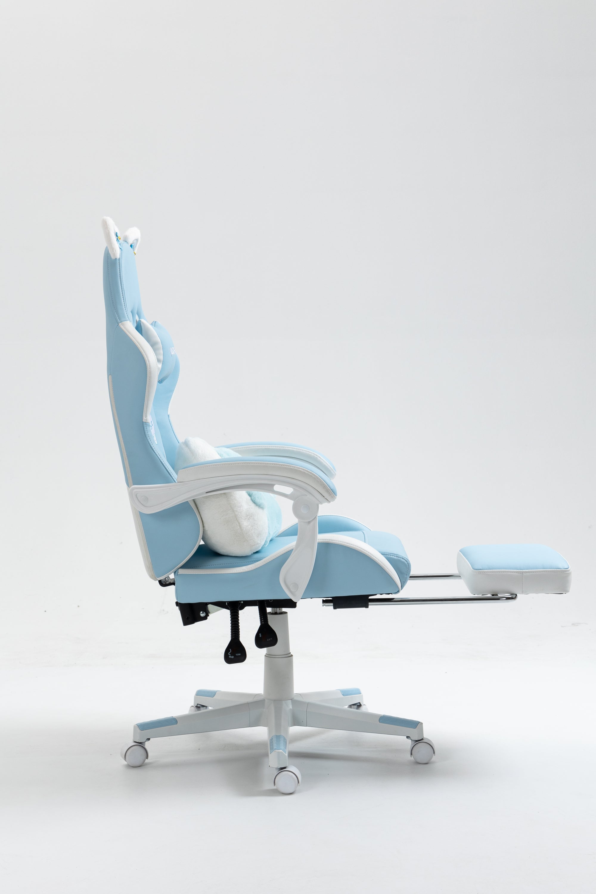 Cat Ears Gaming Chair - Ergonomic PU Leather Office Chair, Cute Chair with Footrest for Adult 310lbs Capacity, 90°-155° Recli