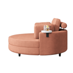 A 51-inch orange corduroy sofa with two throw pillows, a waist pillow and an extra tray is comfortable for a small apartment bedroom - Grand Goldman Shop