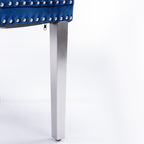 Nikki Collection Modern, High-end Tufted Solid Wood Contemporary Velvet Upholstered Dining Chair with Chrome Stainless Steel Plating Legs,Nailhead Trim,Set of 2,Blue and Chrome, SW1701BL - Grand Goldman Shop