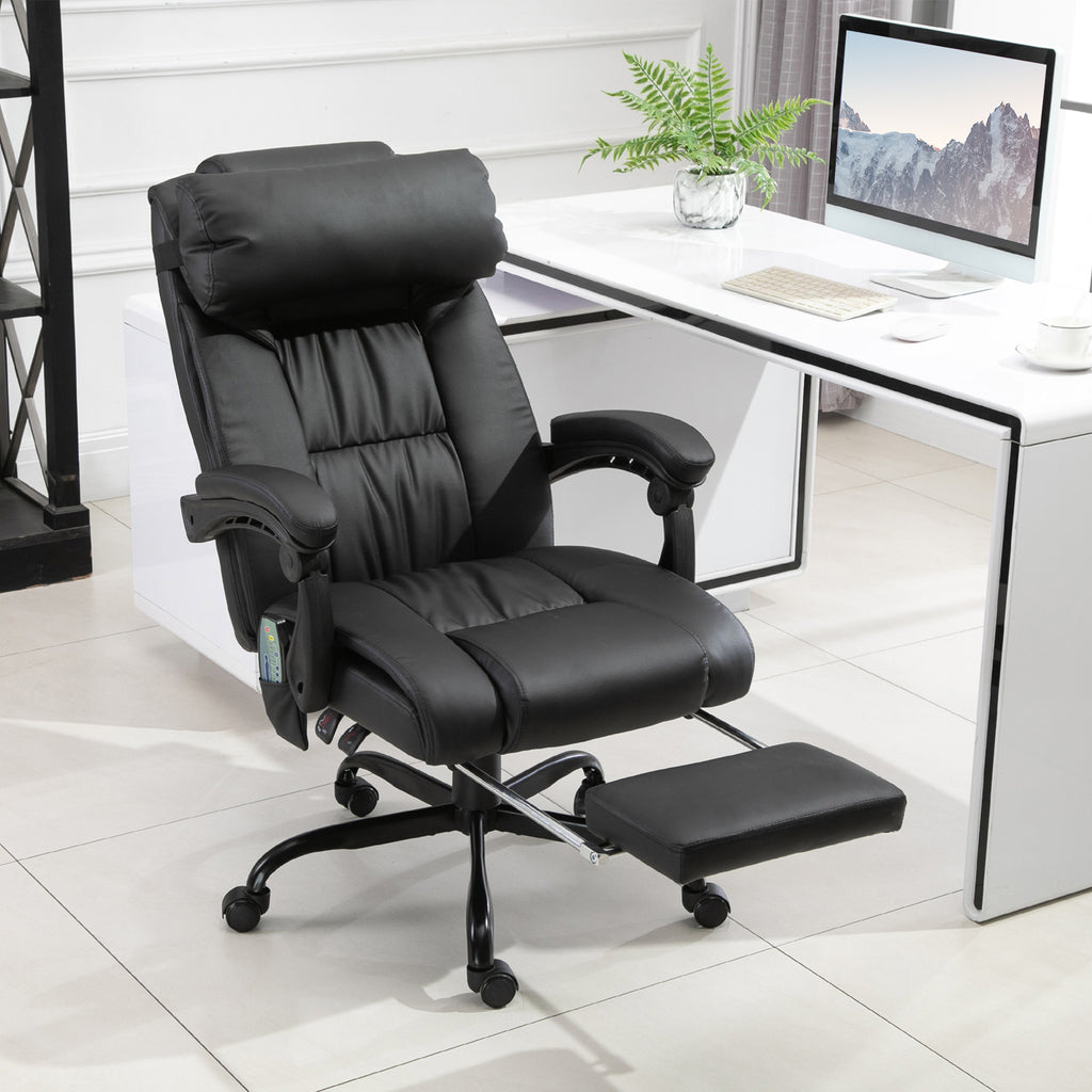 Vinsetto High Back Massage Office Chair with 6 Vibration Points, PU Leather Reclining Computer Chair, Ergonomic Office Chair 